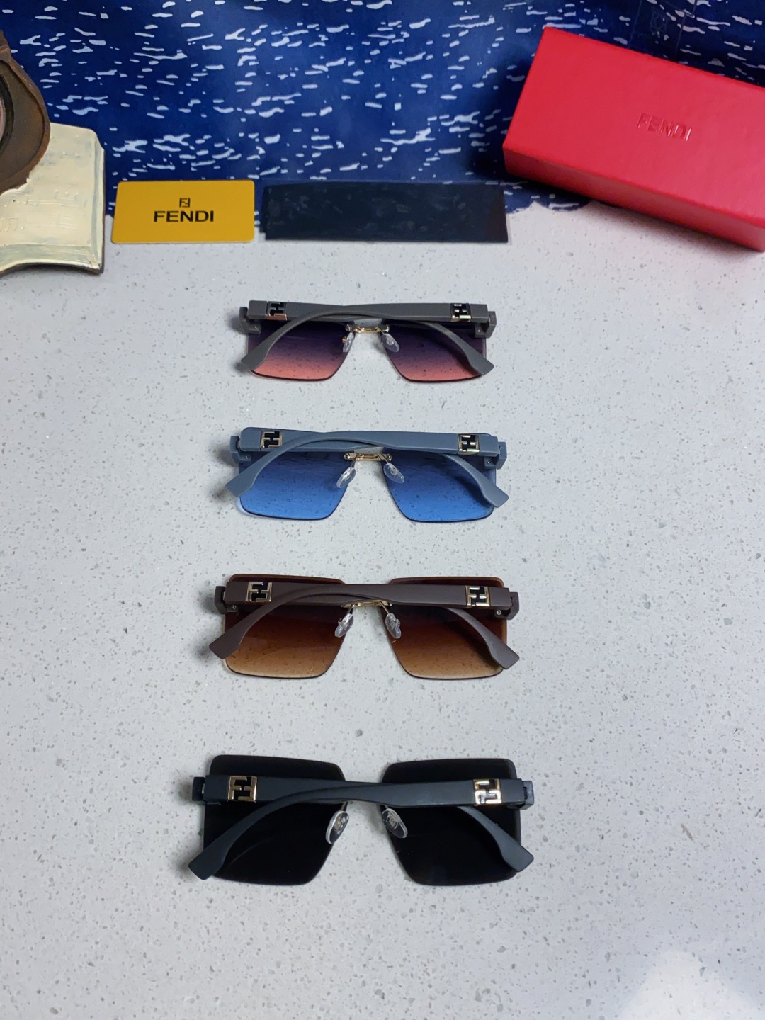 Fendi芬迪 2025新款欧美复古无框墨镜女款高级感防晒方形显瘦防紫外线个性太阳镜