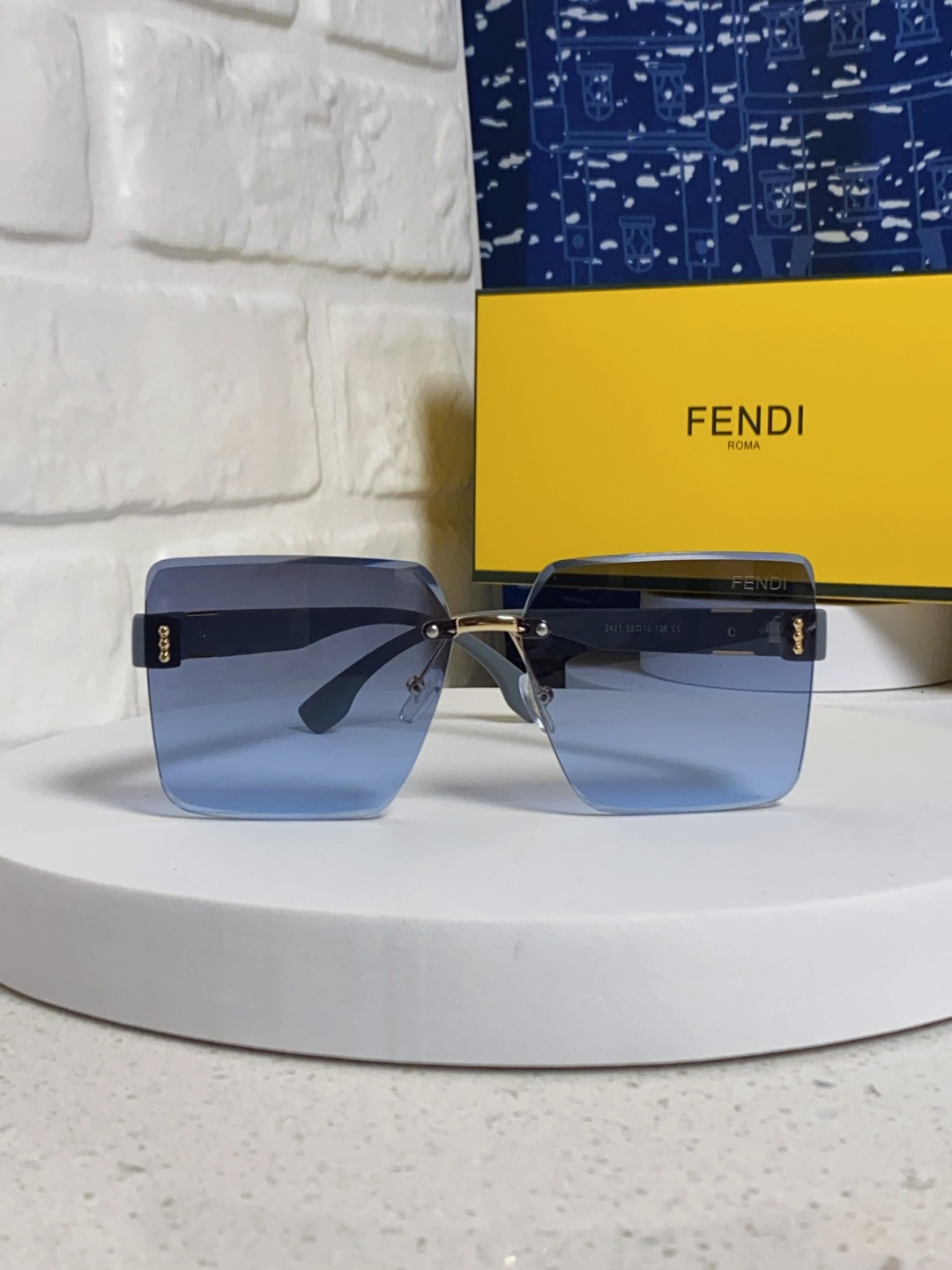 Fendi芬迪 2025新款欧美复古无框墨镜女款高级感防晒方形显瘦防紫外线个性太阳镜