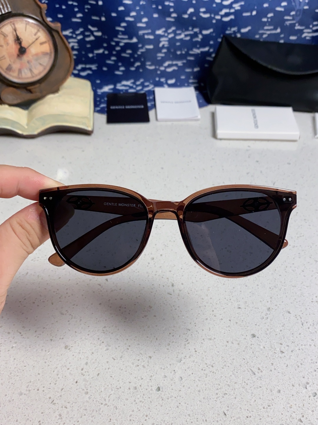 Gentle Moster(GM) 2025新款圆框墨镜女式高端太阳镜防晒防紫外线 唐艺昕同款 型号：T