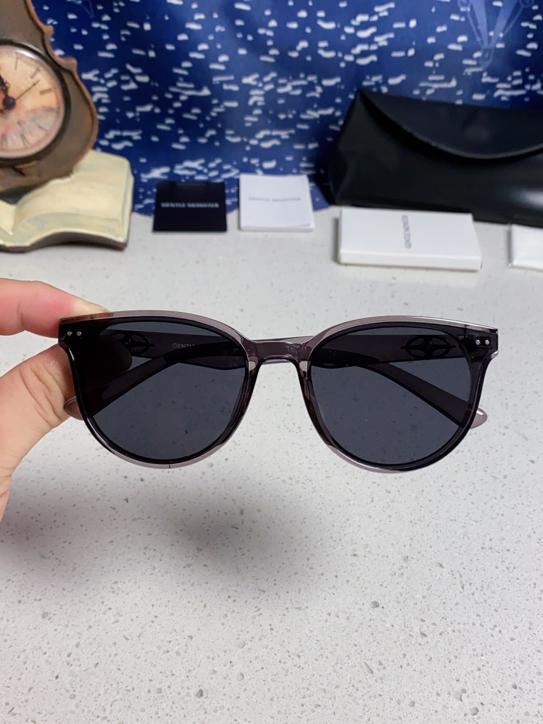 Gentle Moster(GM) 2025新款圆框墨镜女式高端太阳镜防晒防紫外线 唐艺昕同款 型号：T