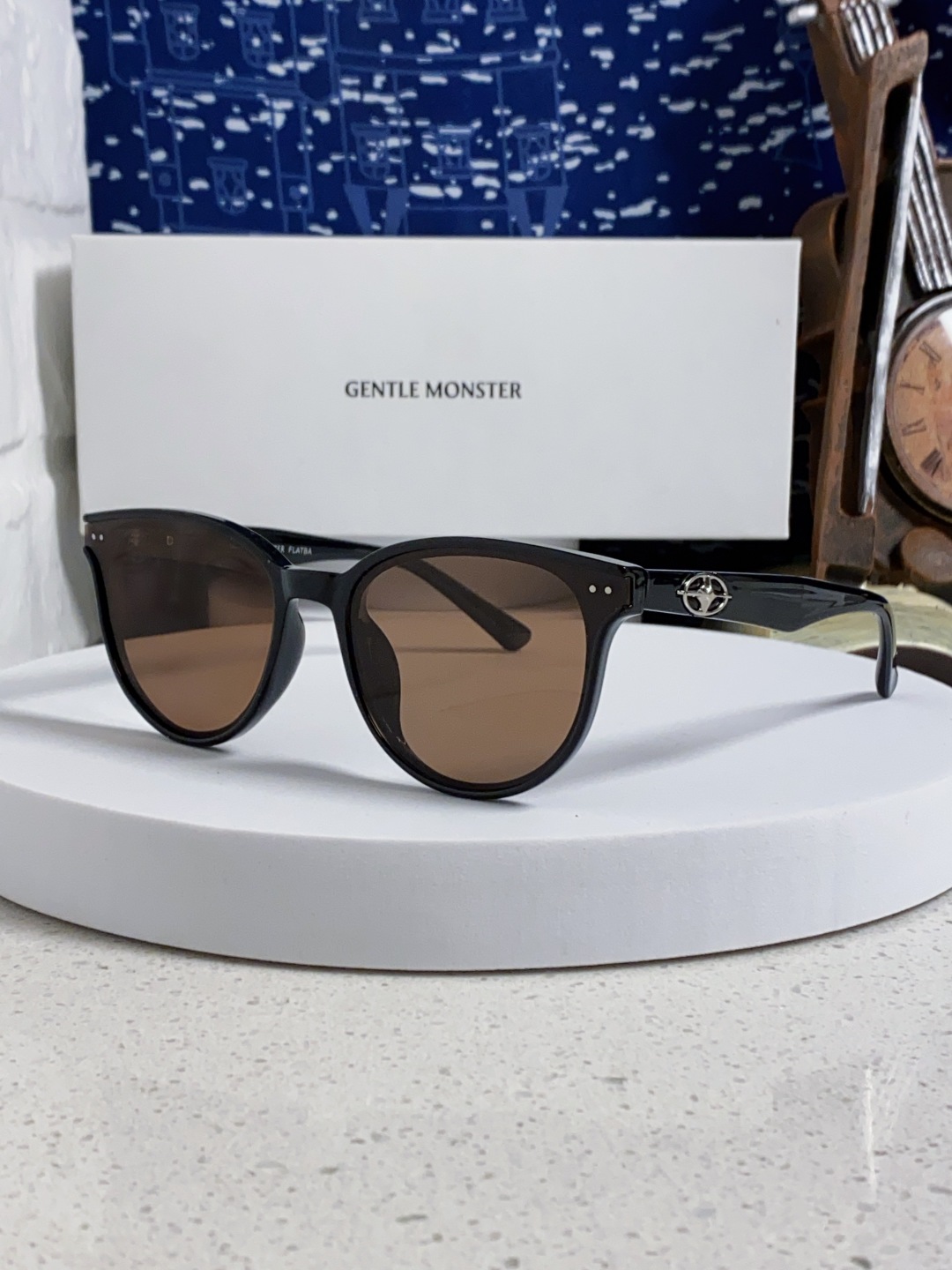 Gentle Moster(GM) 2025新款圆框墨镜女式高端太阳镜防晒防紫外线 唐艺昕同款 型号：T