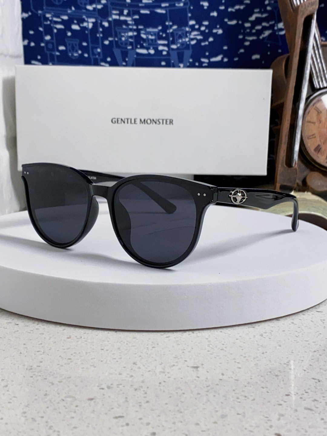 Gentle Moster(GM) 2025新款圆框墨镜女式高端太阳镜防晒防紫外线 唐艺昕同款 型号：T