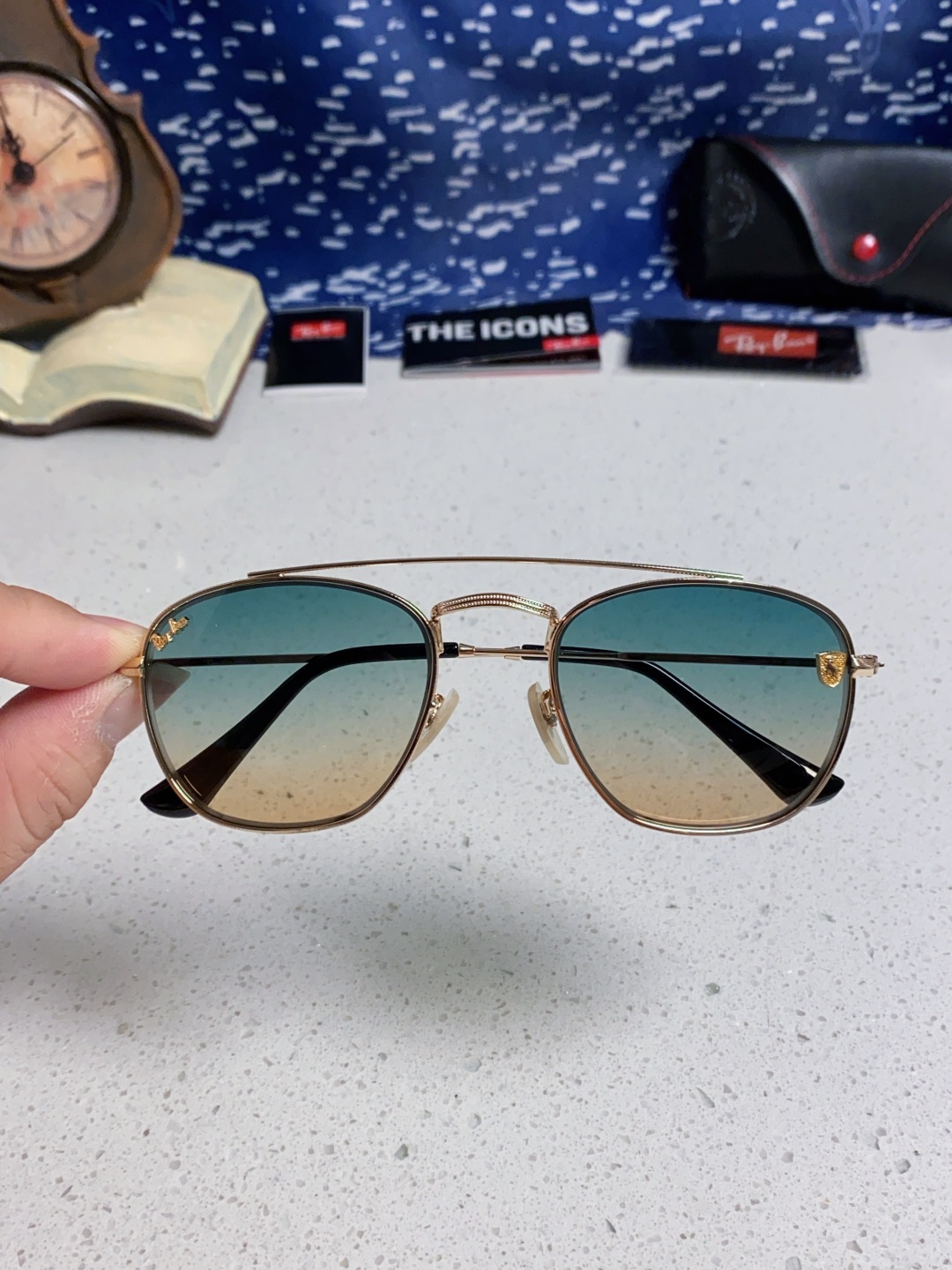 RayBan雷朋&法拉利联名 2025新款双梁小框复古个性 前卫 墨镜潮酷模特款板材高质感物美 RB35