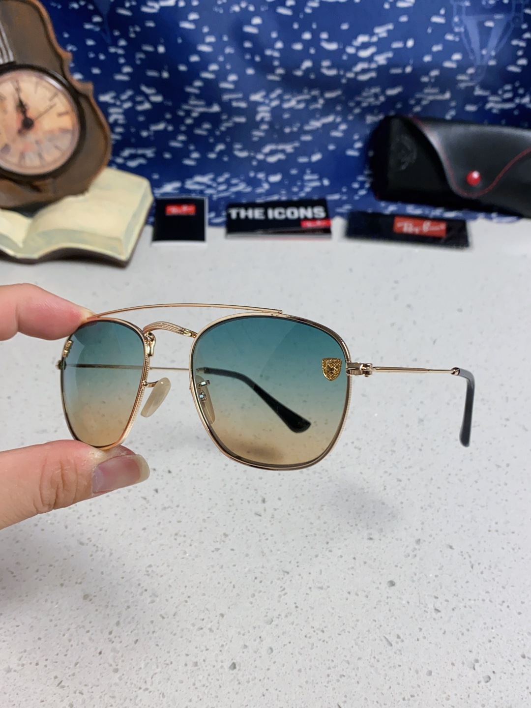 RayBan雷朋&法拉利联名 2025新款双梁小框复古个性 前卫 墨镜潮酷模特款板材高质感物美 RB35