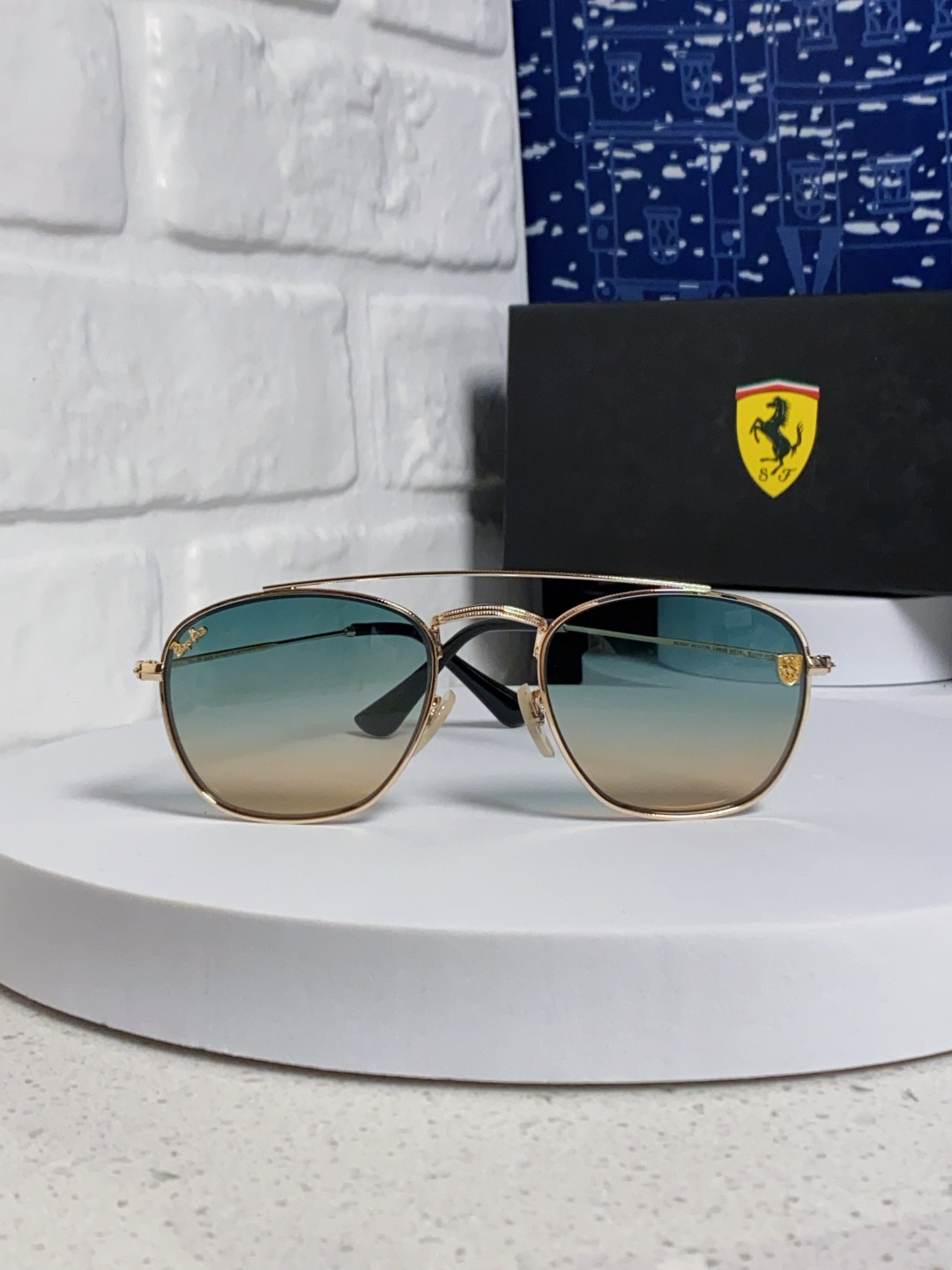 RayBan雷朋&法拉利联名 2025新款双梁小框复古个性 前卫 墨镜潮酷模特款板材高质感物美 RB35