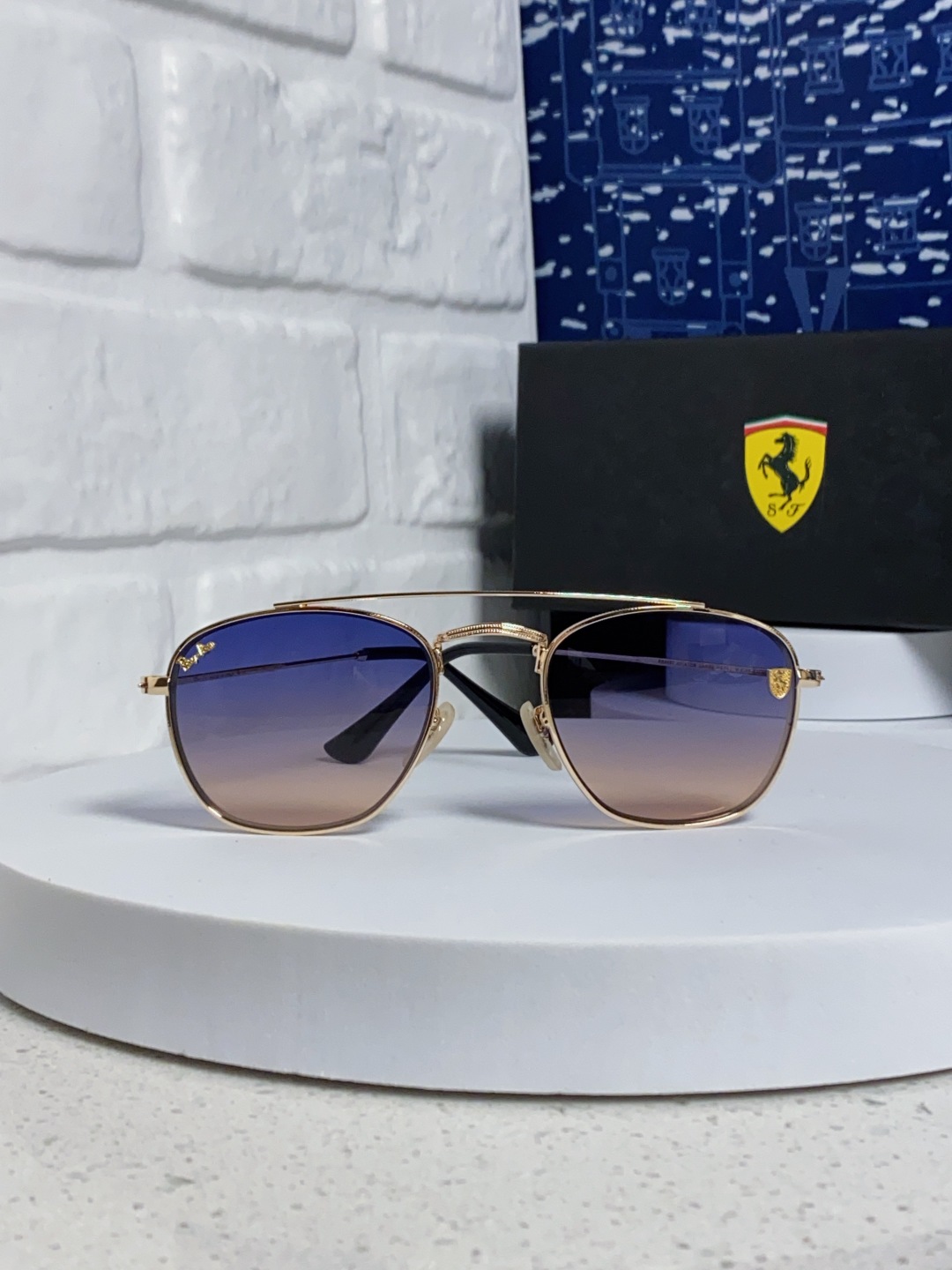 RayBan雷朋&法拉利联名 2025新款双梁小框复古个性 前卫 墨镜潮酷模特款板材高质感物美 RB35