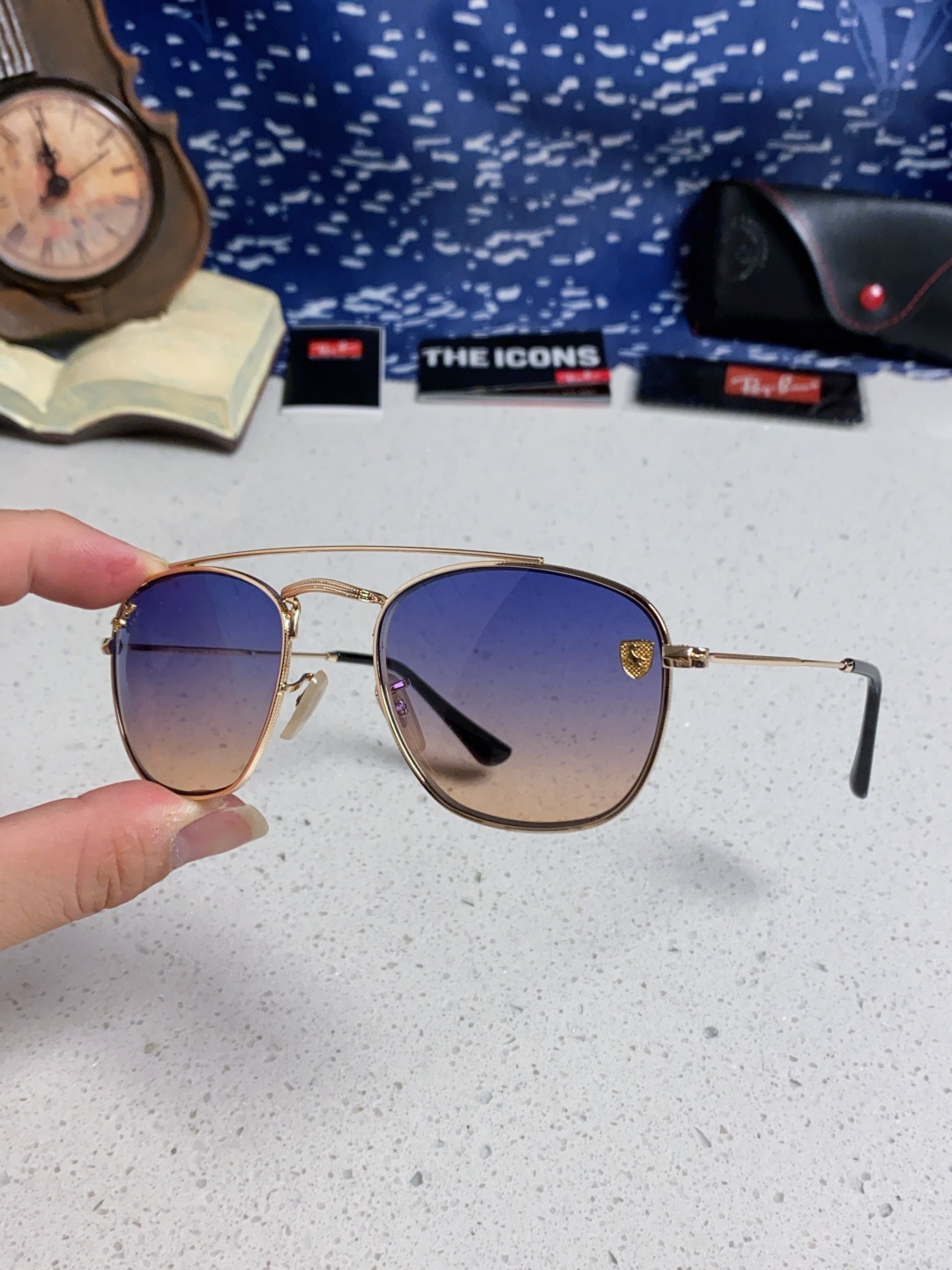 RayBan雷朋&法拉利联名 2025新款双梁小框复古个性 前卫 墨镜潮酷模特款板材高质感物美 RB35