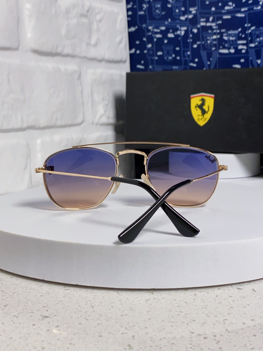 RayBan雷朋&法拉利联名 2025新款双梁小框复古个性 前卫 墨镜潮酷模特款板材高质感物美 RB35