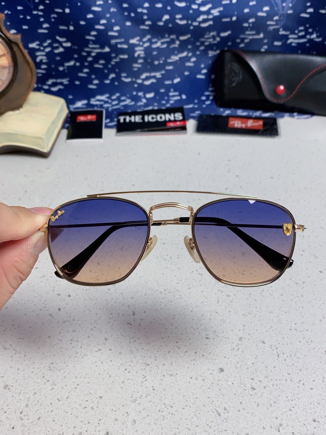 RayBan雷朋&法拉利联名 2025新款双梁小框复古个性 前卫 墨镜潮酷模特款板材高质感物美 RB35