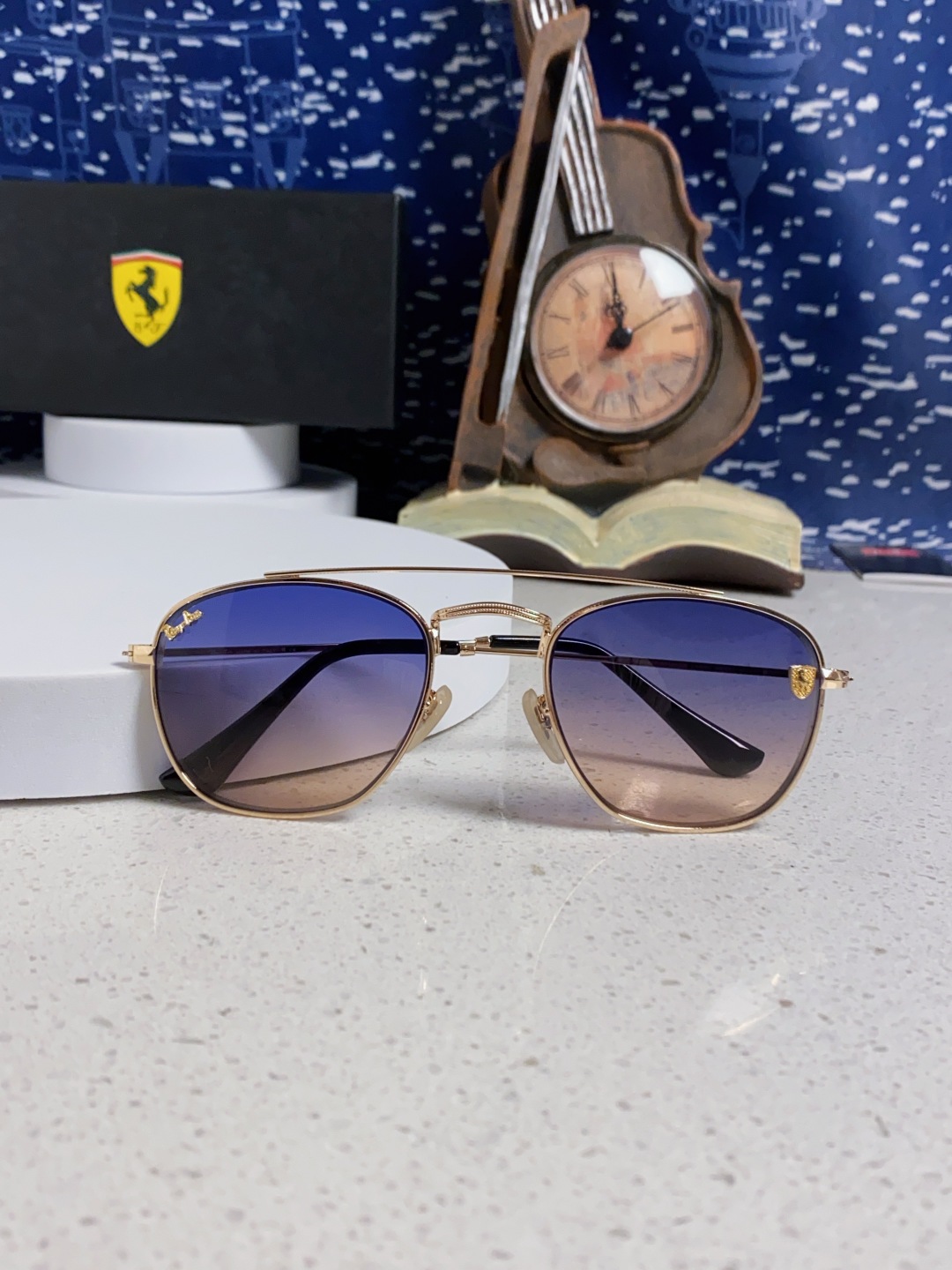 RayBan雷朋&法拉利联名 2025新款双梁小框复古个性 前卫 墨镜潮酷模特款板材高质感物美 RB35