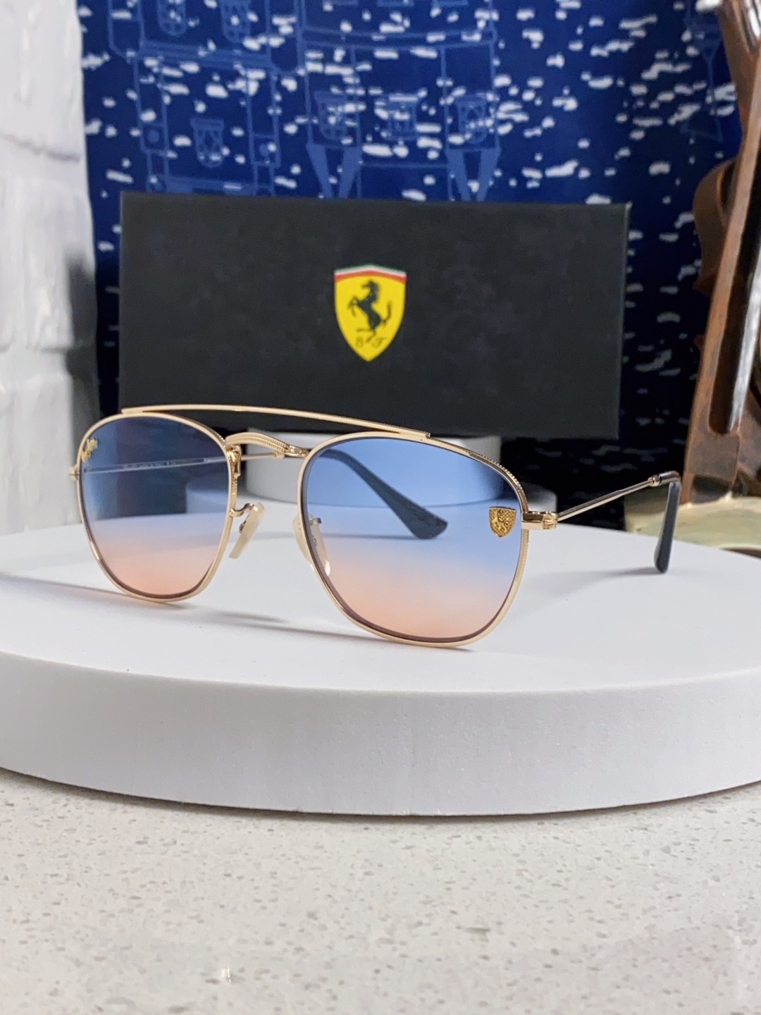 RayBan雷朋&法拉利联名 2025新款双梁小框复古个性 前卫 墨镜潮酷模特款板材高质感物美 RB35