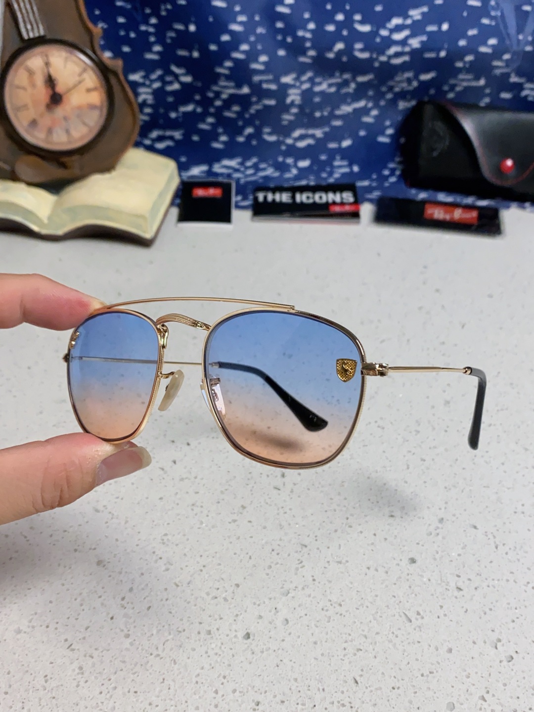 RayBan雷朋&法拉利联名 2025新款双梁小框复古个性 前卫 墨镜潮酷模特款板材高质感物美 RB35