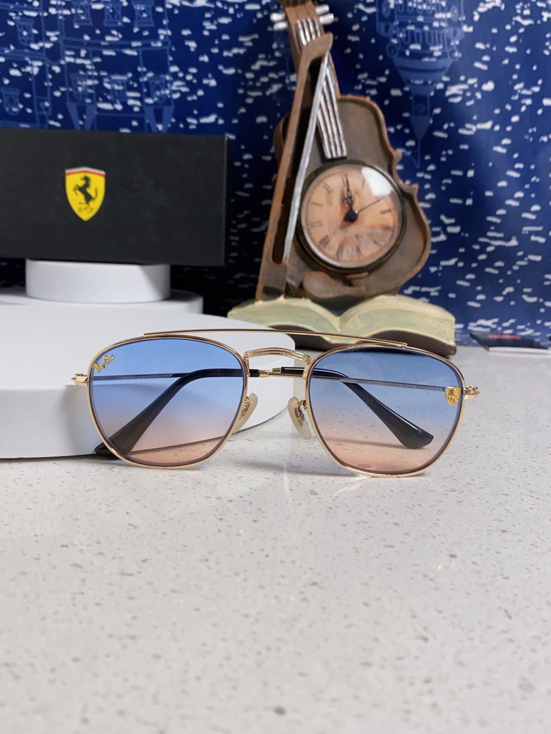 RayBan雷朋&法拉利联名 2025新款双梁小框复古个性 前卫 墨镜潮酷模特款板材高质感物美 RB35