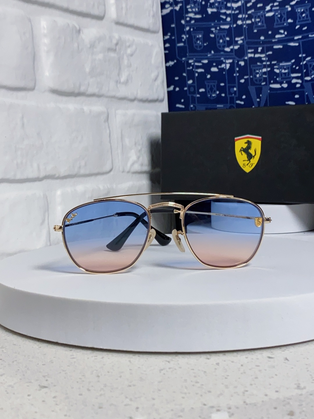 RayBan雷朋&法拉利联名 2025新款双梁小框复古个性 前卫 墨镜潮酷模特款板材高质感物美 RB35