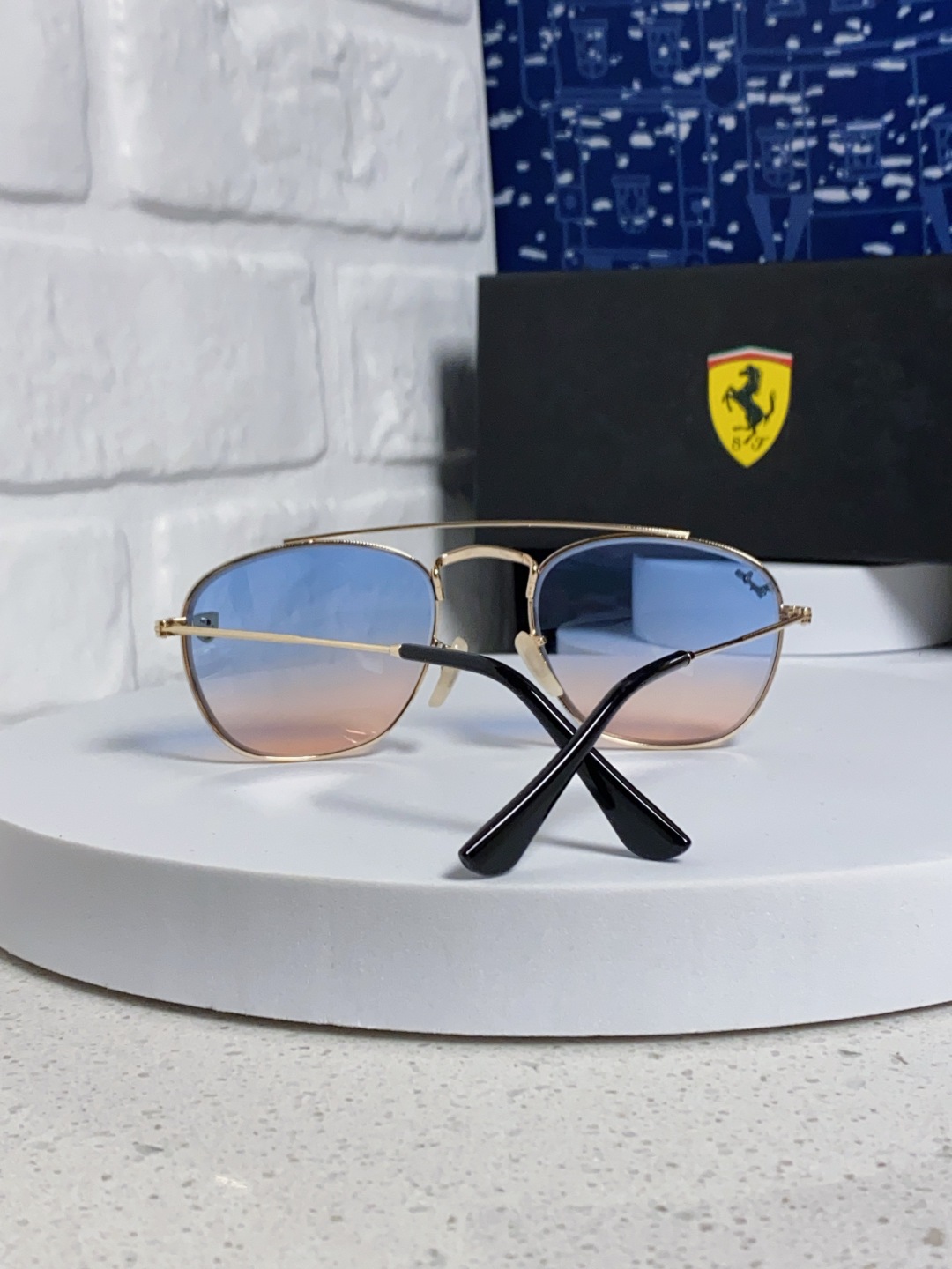 RayBan雷朋&法拉利联名 2025新款双梁小框复古个性 前卫 墨镜潮酷模特款板材高质感物美 RB35