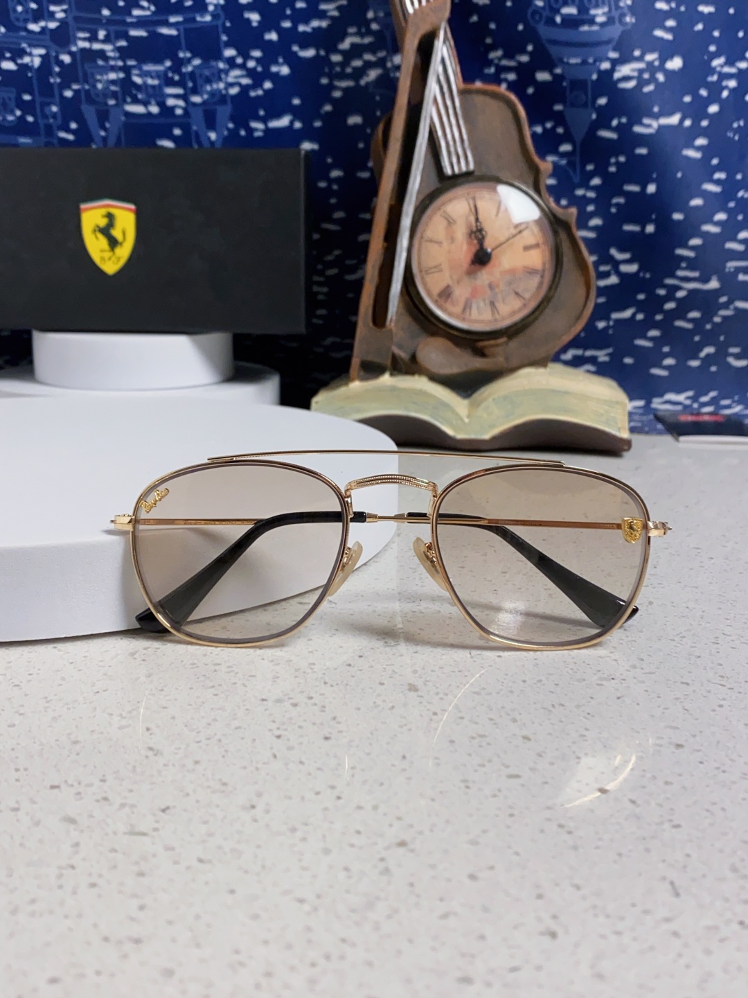 RayBan雷朋&法拉利联名 2025新款双梁小框复古个性 前卫 墨镜潮酷模特款板材高质感物美 RB35