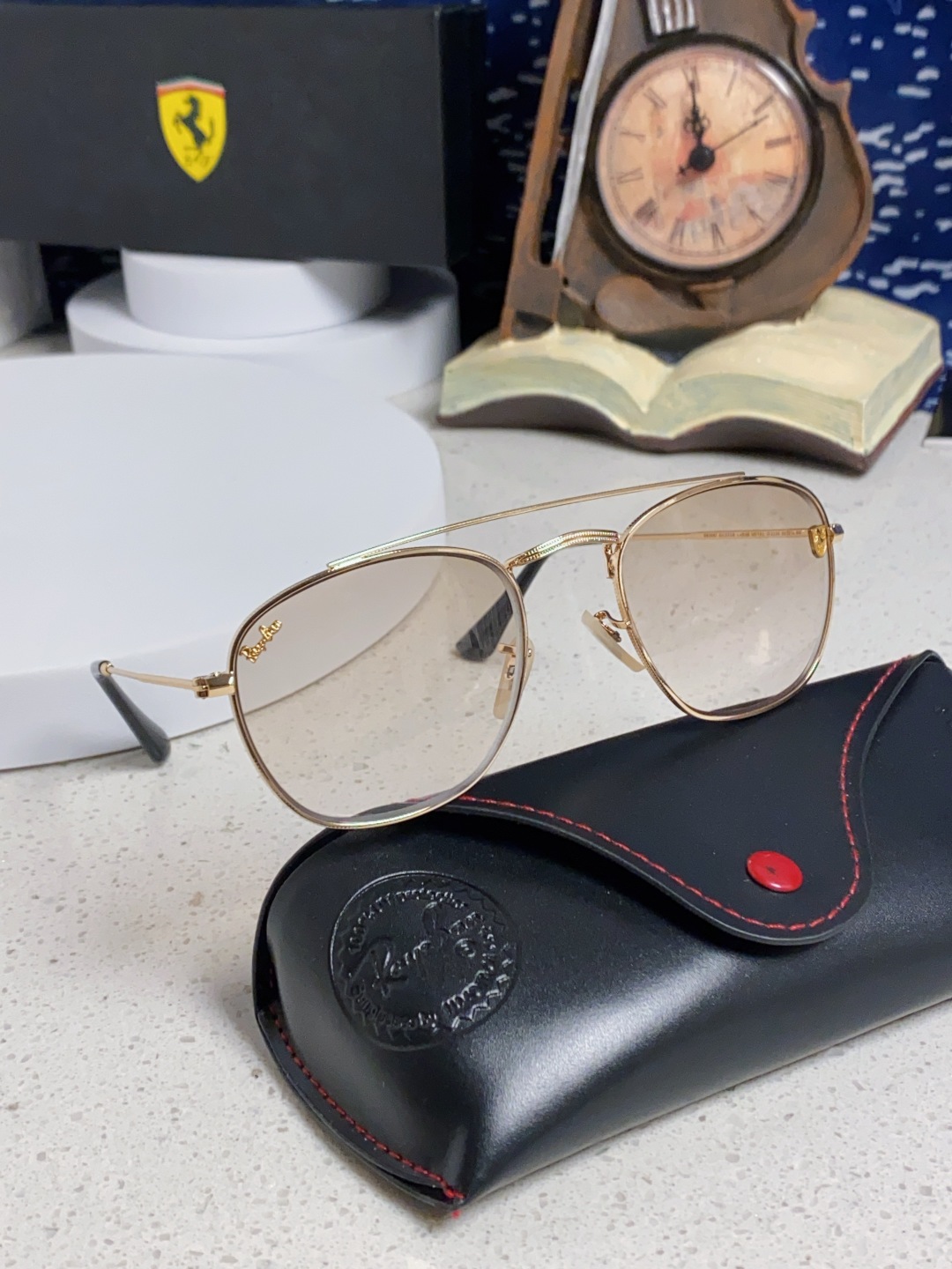 RayBan雷朋&法拉利联名 2025新款双梁小框复古个性 前卫 墨镜潮酷模特款板材高质感物美 RB35