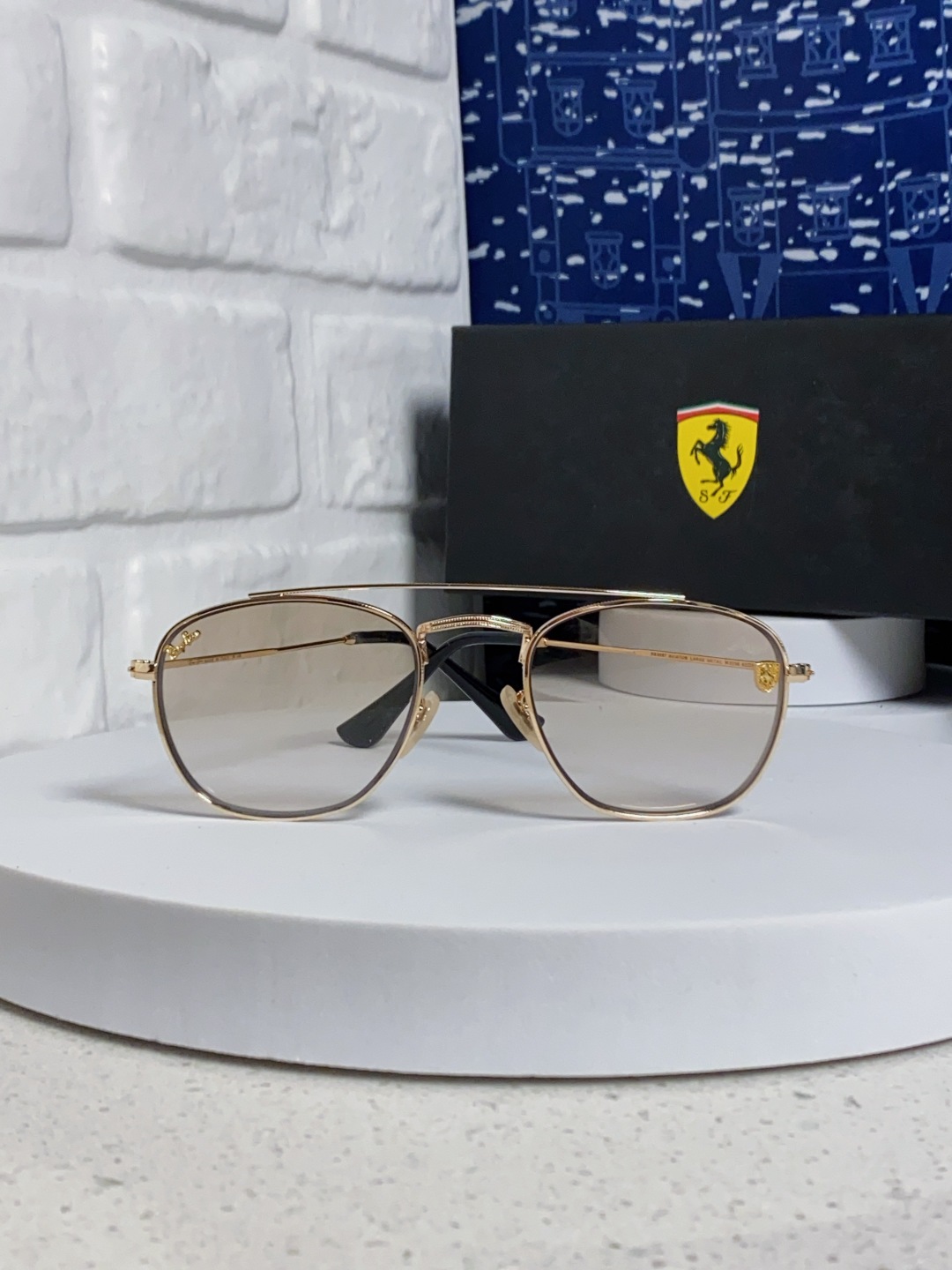 RayBan雷朋&法拉利联名 2025新款双梁小框复古个性 前卫 墨镜潮酷模特款板材高质感物美 RB35