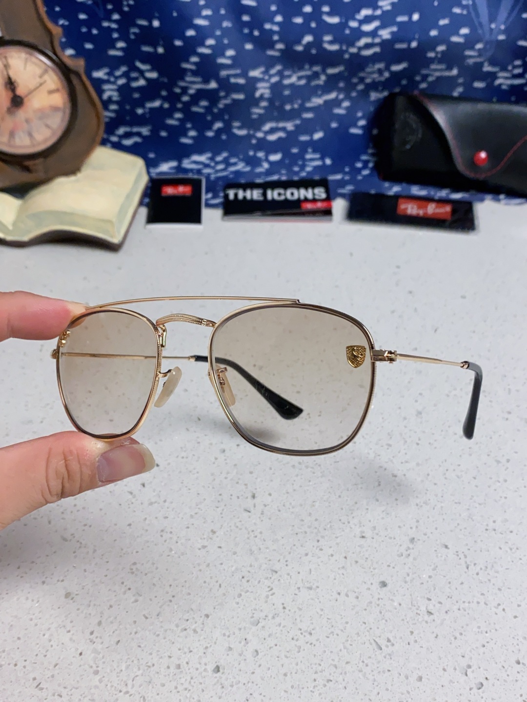 RayBan雷朋&法拉利联名 2025新款双梁小框复古个性 前卫 墨镜潮酷模特款板材高质感物美 RB35