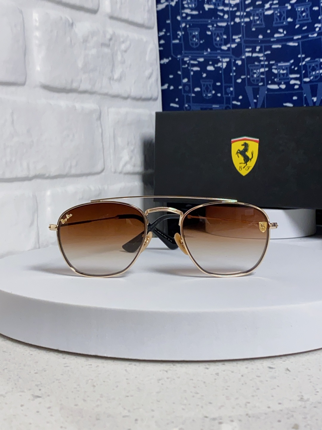 RayBan雷朋&法拉利联名 2025新款双梁小框复古个性 前卫 墨镜潮酷模特款板材高质感物美 RB35