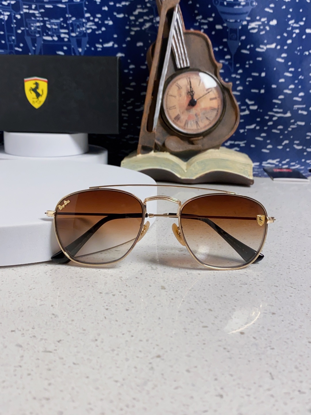 RayBan雷朋&法拉利联名 2025新款双梁小框复古个性 前卫 墨镜潮酷模特款板材高质感物美 RB35