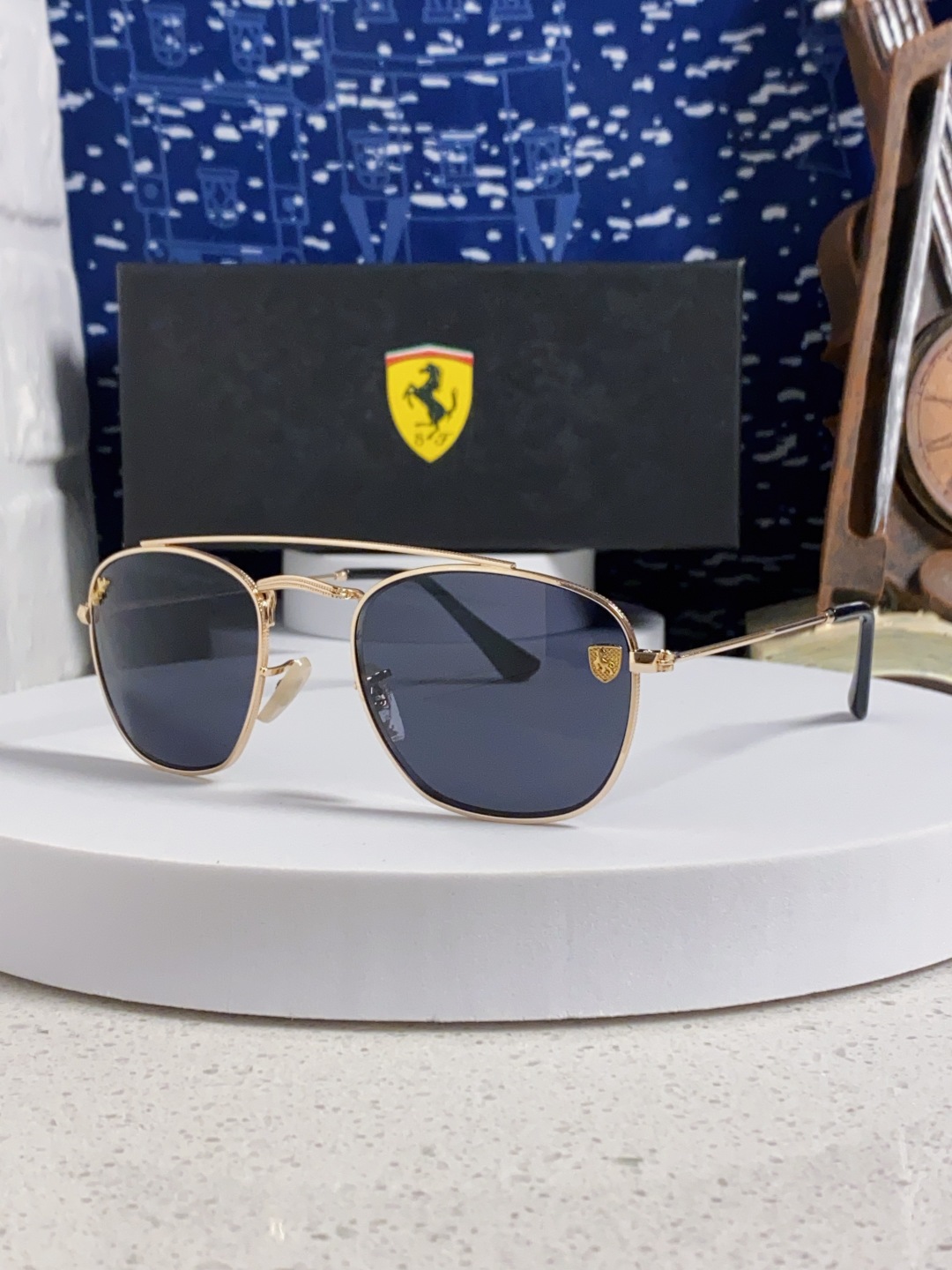 RayBan雷朋&法拉利联名 2025新款双梁小框复古个性 前卫 墨镜潮酷模特款板材高质感物美 RB35