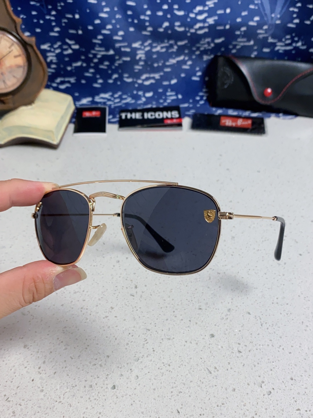 RayBan雷朋&法拉利联名 2025新款双梁小框复古个性 前卫 墨镜潮酷模特款板材高质感物美 RB35