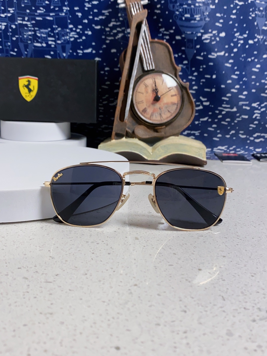 RayBan雷朋&法拉利联名 2025新款双梁小框复古个性 前卫 墨镜潮酷模特款板材高质感物美 RB35