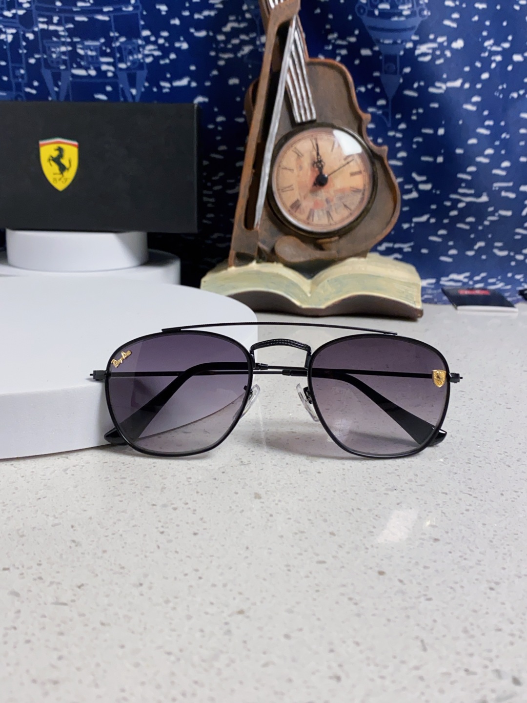 RayBan雷朋&法拉利联名 2025新款双梁小框复古个性 前卫 墨镜潮酷模特款板材高质感物美 RB35