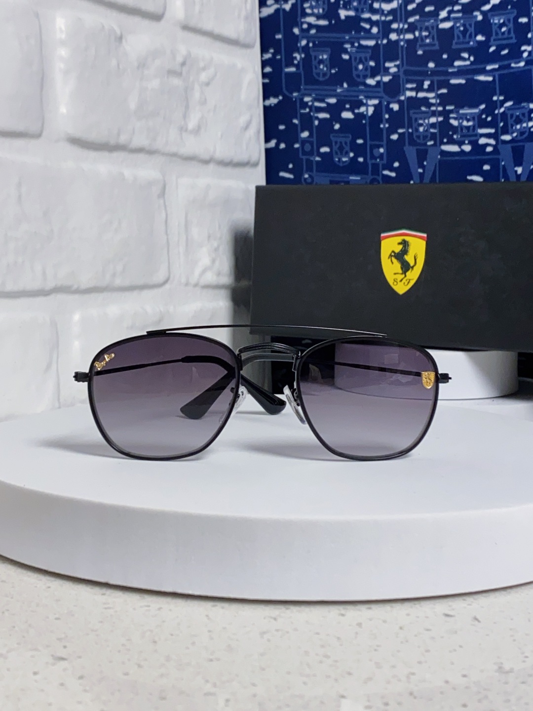 RayBan雷朋&法拉利联名 2025新款双梁小框复古个性 前卫 墨镜潮酷模特款板材高质感物美 RB35