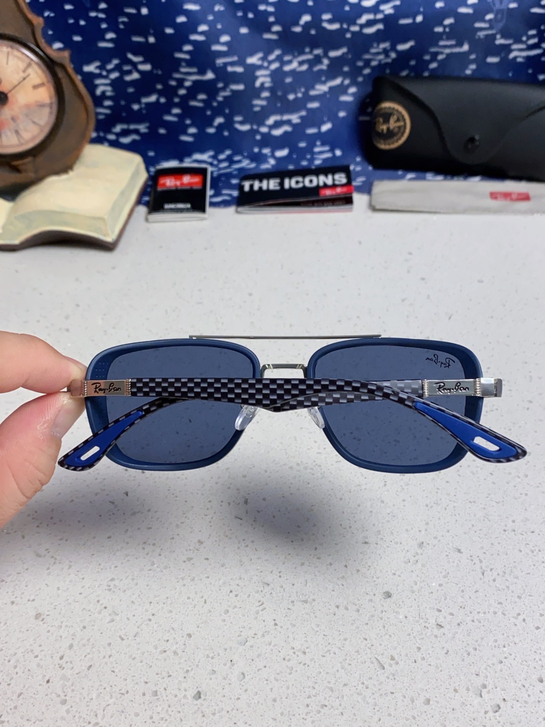 RayBan雷朋 2025新款外贸金属INS风方形时尚个性大框太阳镜个性复古男女潮墨镜 碳纤维 风挡风镜