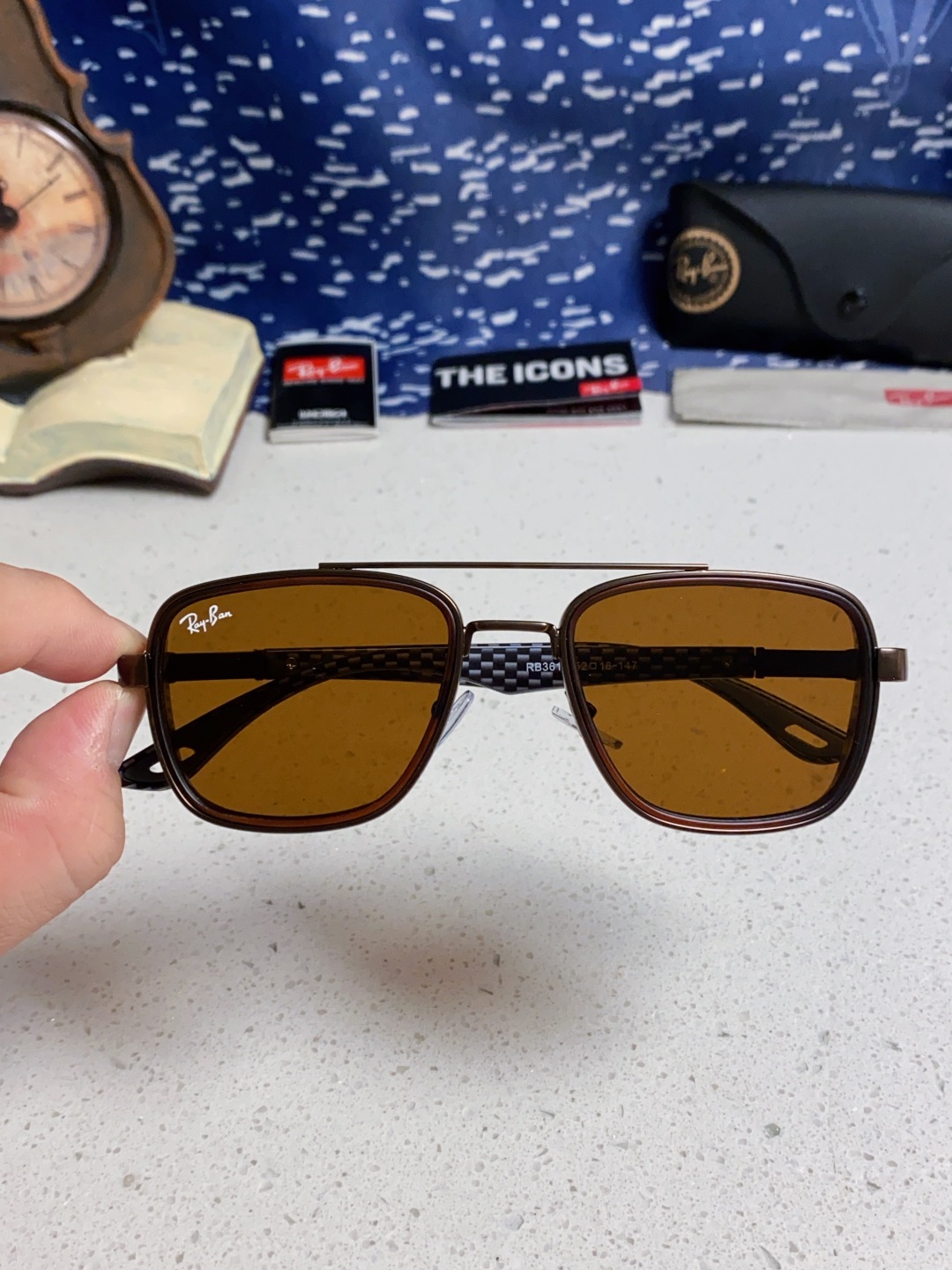 RayBan雷朋 2025新款外贸金属INS风方形时尚个性大框太阳镜个性复古男女潮墨镜 碳纤维 风挡风镜