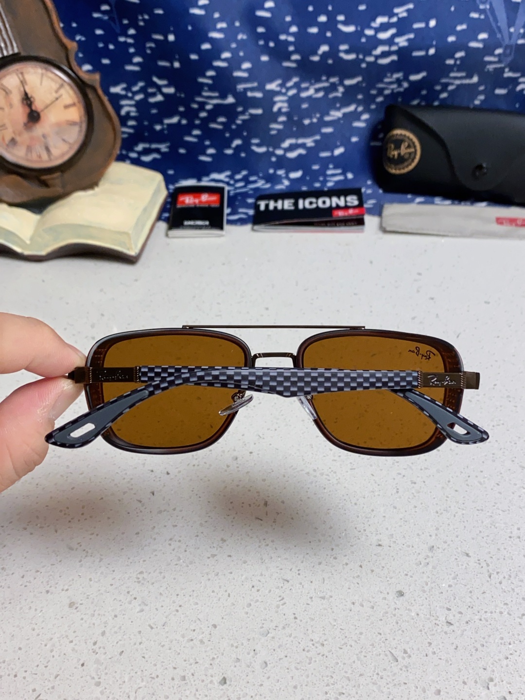 RayBan雷朋 2025新款外贸金属INS风方形时尚个性大框太阳镜个性复古男女潮墨镜 碳纤维 风挡风镜