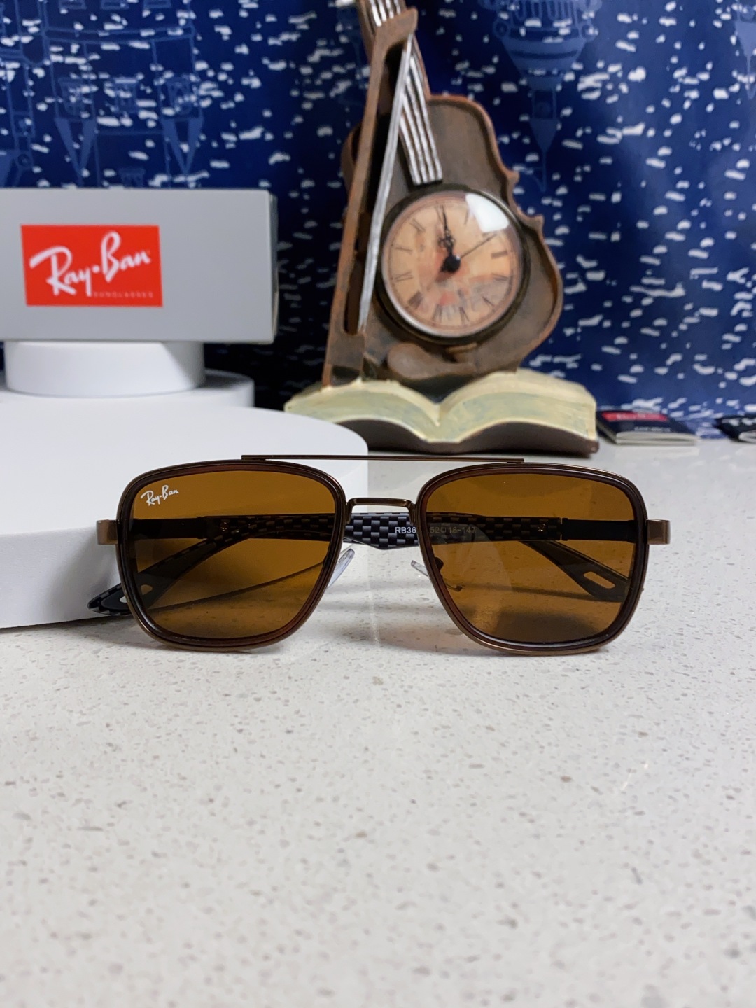 RayBan雷朋 2025新款外贸金属INS风方形时尚个性大框太阳镜个性复古男女潮墨镜 碳纤维 风挡风镜