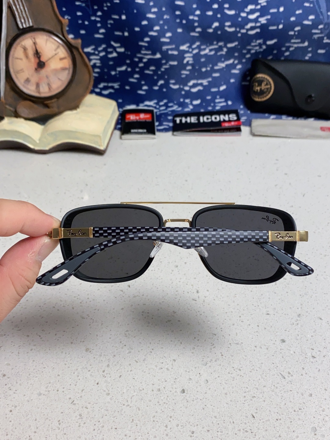 RayBan雷朋 2025新款外贸金属INS风方形时尚个性大框太阳镜个性复古男女潮墨镜 碳纤维 风挡风镜