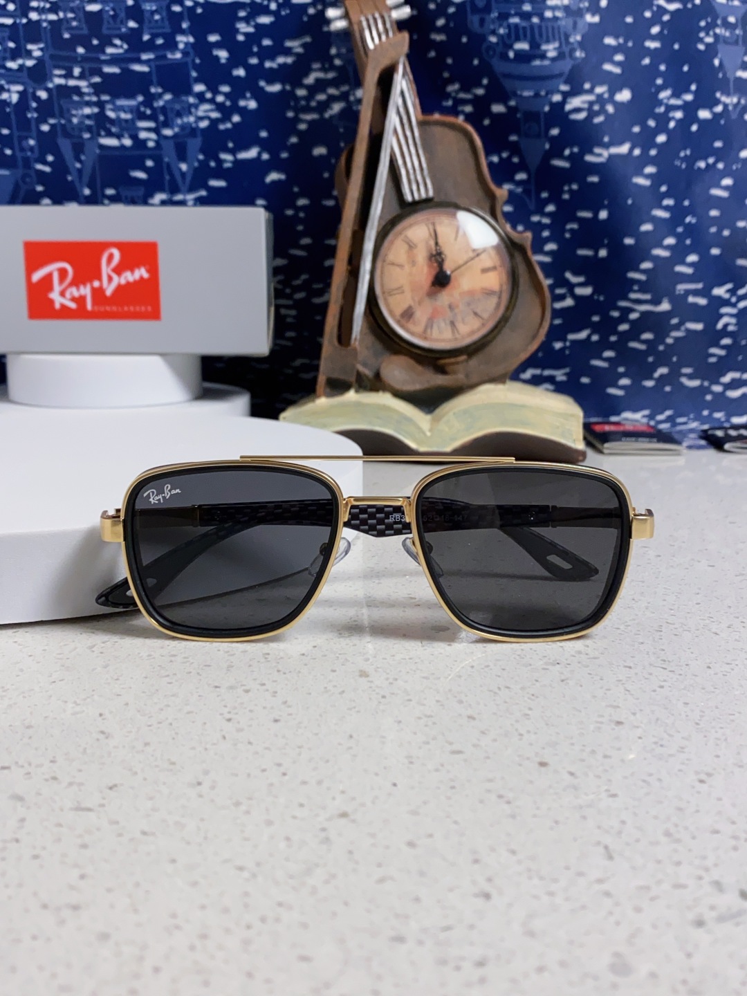 RayBan雷朋 2025新款外贸金属INS风方形时尚个性大框太阳镜个性复古男女潮墨镜 碳纤维 风挡风镜