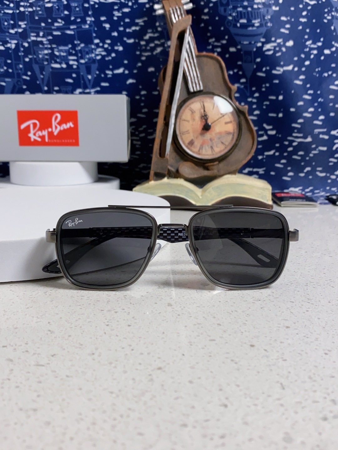 RayBan雷朋 2025新款外贸金属INS风方形时尚个性大框太阳镜个性复古男女潮墨镜 碳纤维 风挡风镜