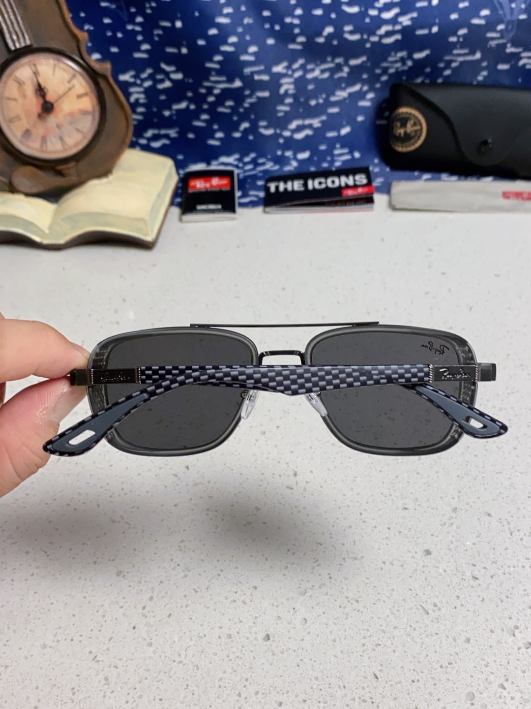 RayBan雷朋 2025新款外贸金属INS风方形时尚个性大框太阳镜个性复古男女潮墨镜 碳纤维 风挡风镜