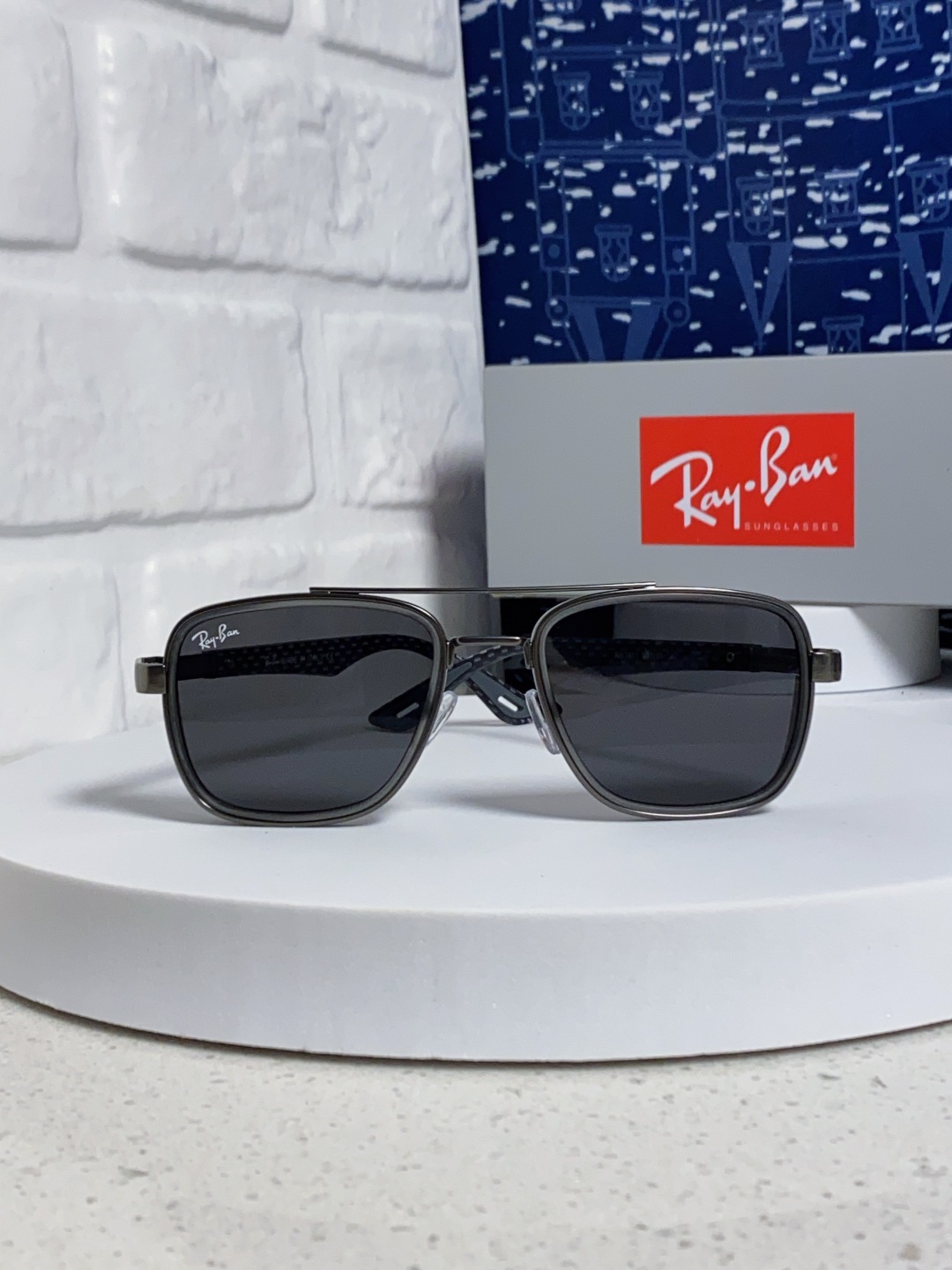 RayBan雷朋 2025新款外贸金属INS风方形时尚个性大框太阳镜个性复古男女潮墨镜 碳纤维 风挡风镜