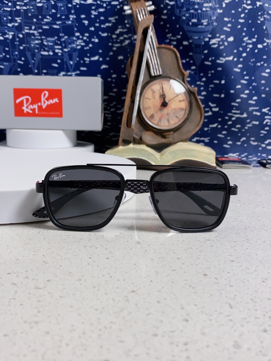 RayBan雷朋 2025新款外贸金属INS风方形时尚个性大框太阳镜个性复古男女潮墨镜 碳纤维 风挡风镜