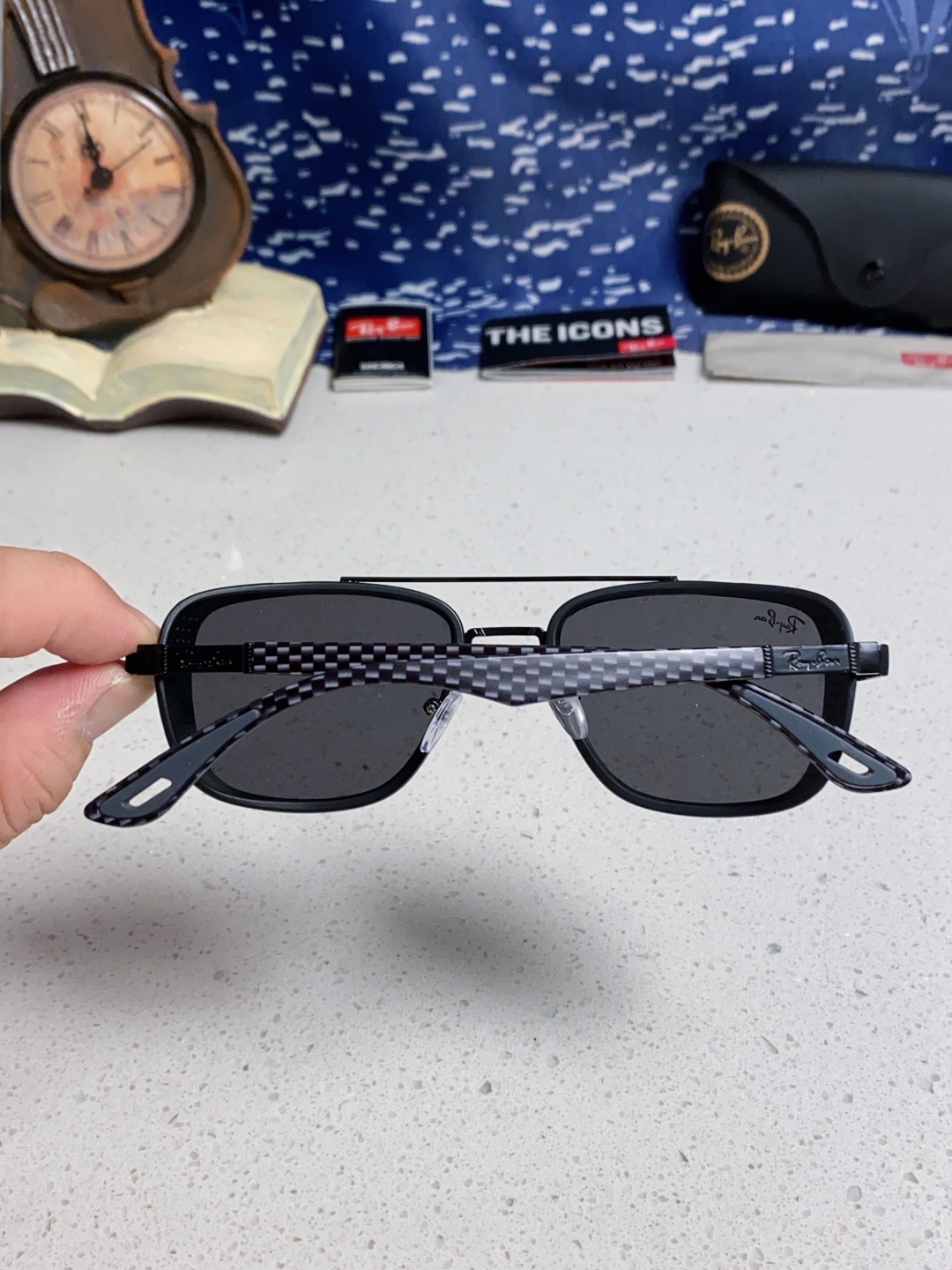 RayBan雷朋 2025新款外贸金属INS风方形时尚个性大框太阳镜个性复古男女潮墨镜 碳纤维 风挡风镜