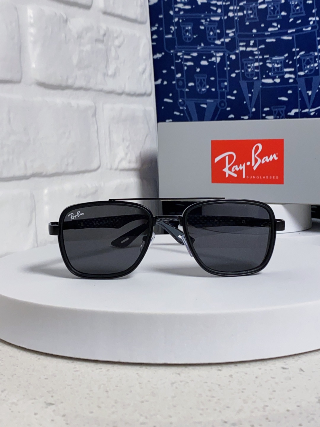 RayBan雷朋 2025新款外贸金属INS风方形时尚个性大框太阳镜个性复古男女潮墨镜 碳纤维 风挡风镜