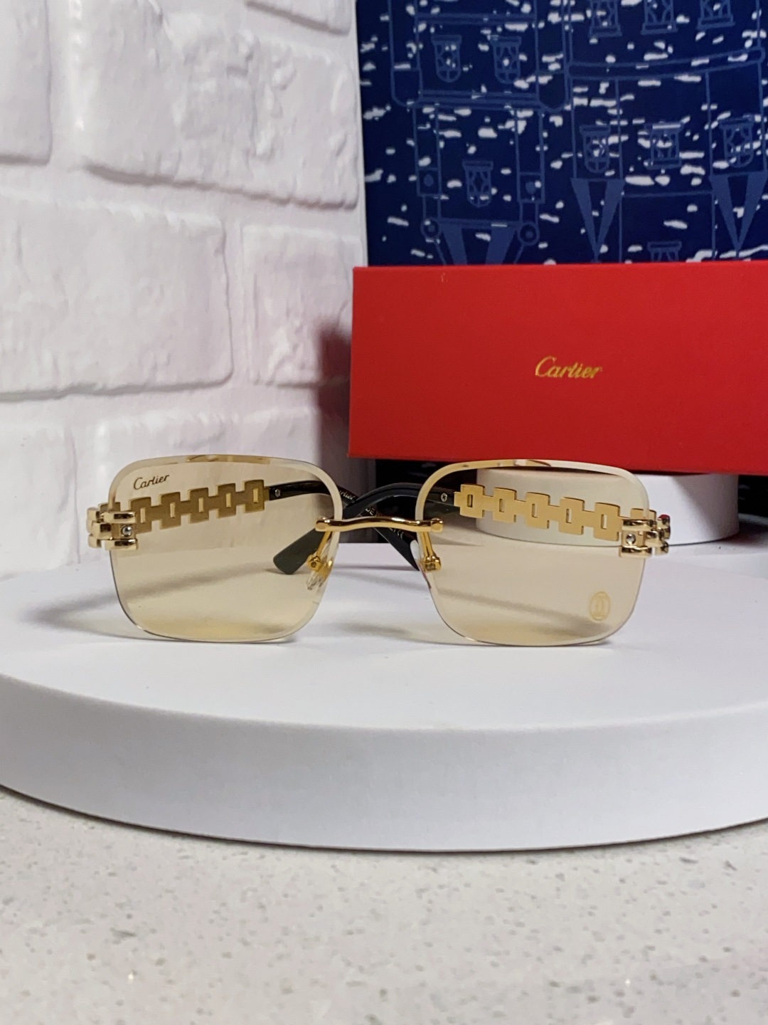 Cartier卡地亚 2025新款欧美复古方形无框切边墨镜女潮时尚气质街拍凹造型显瘦太阳眼镜