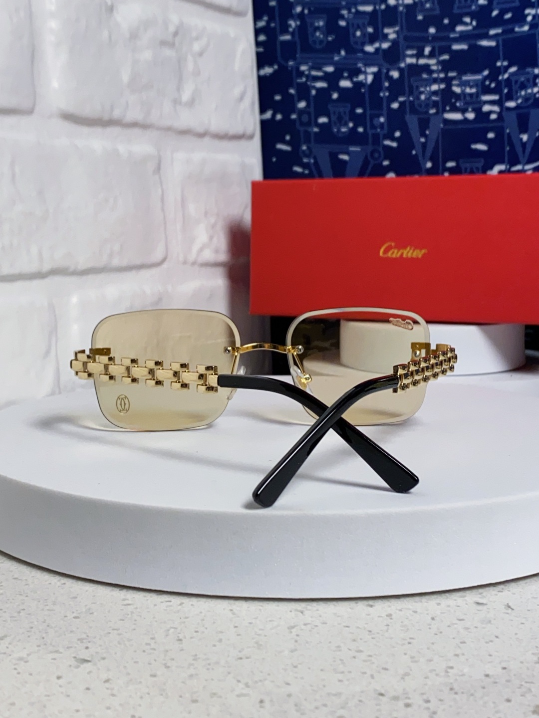 Cartier卡地亚 2025新款欧美复古方形无框切边墨镜女潮时尚气质街拍凹造型显瘦太阳眼镜