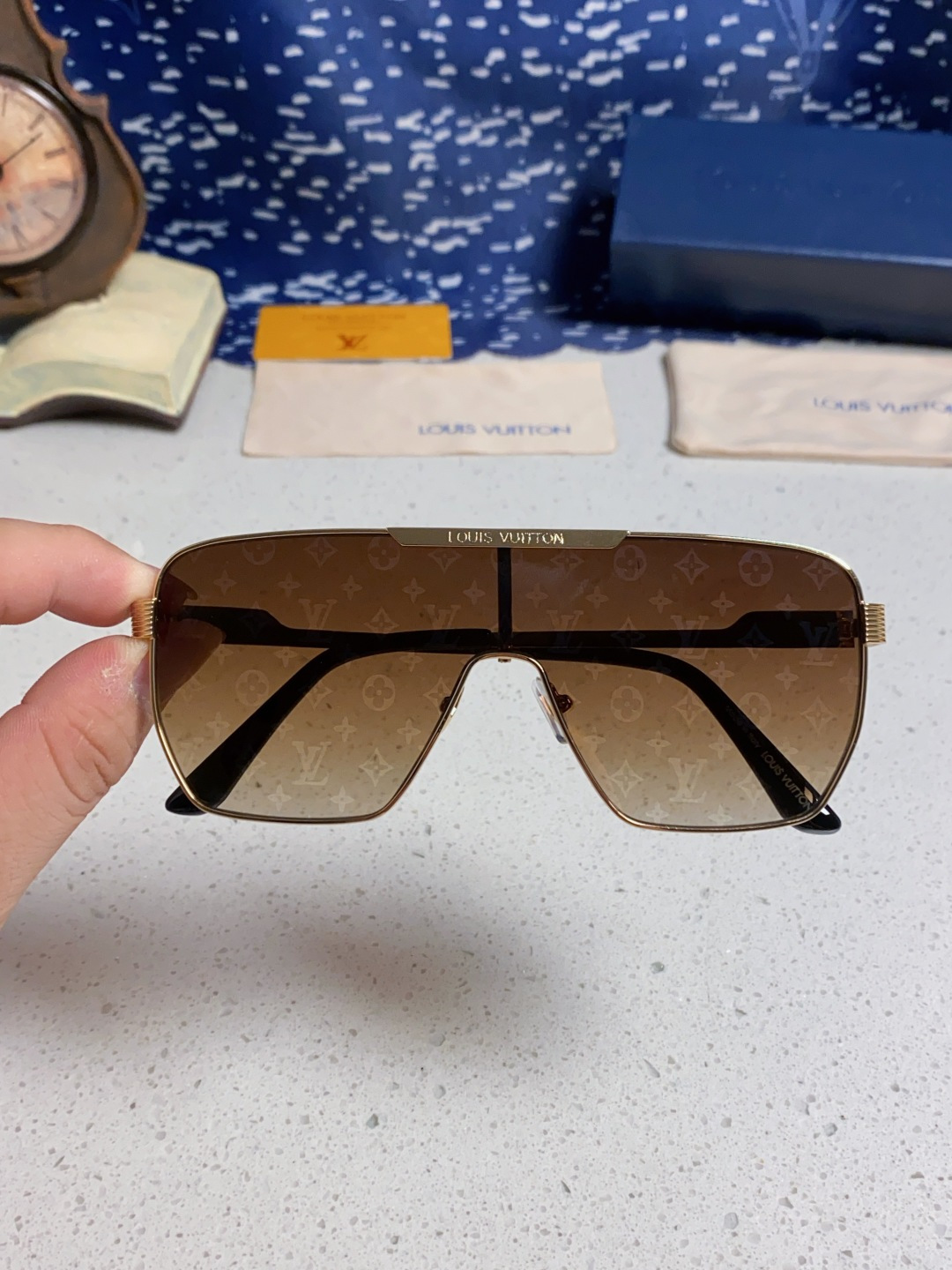 LouisVuitton路易威登 2025新款LV欧美高端男方框连体护目太阳眼欧洲站博主开车防紫外线墨镜