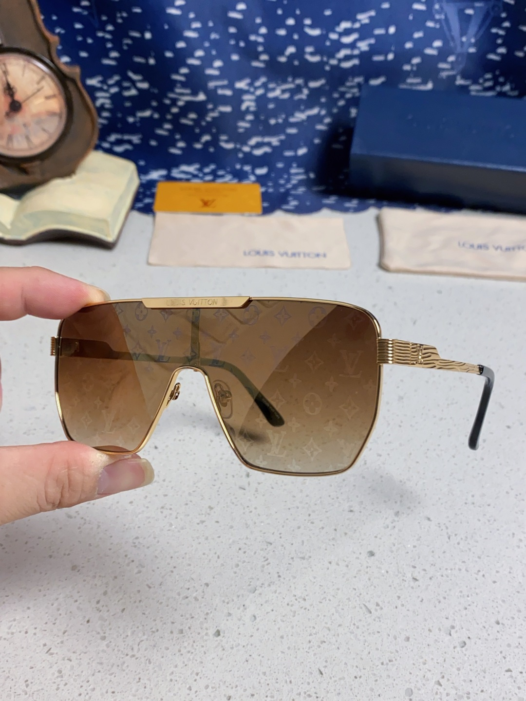 LouisVuitton路易威登 2025新款LV欧美高端男方框连体护目太阳眼欧洲站博主开车防紫外线墨镜