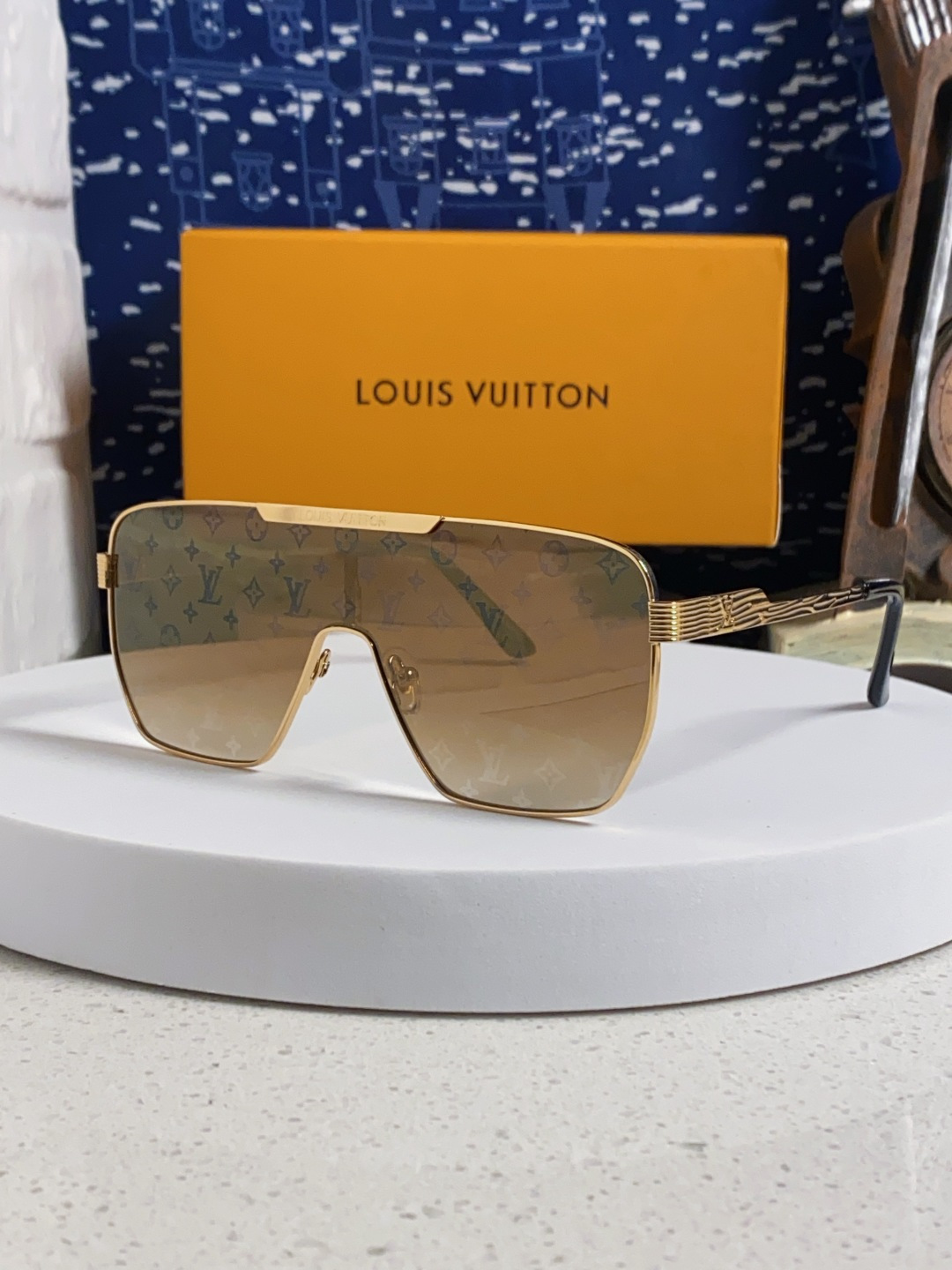 LouisVuitton路易威登 2025新款LV欧美高端男方框连体护目太阳眼欧洲站博主开车防紫外线墨镜