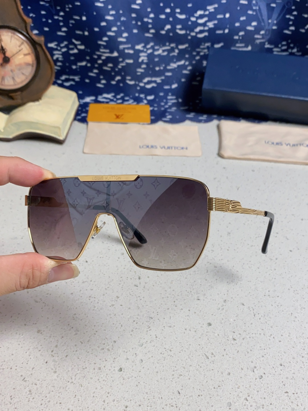 LouisVuitton路易威登 2025新款LV欧美高端男方框连体护目太阳眼欧洲站博主开车防紫外线墨镜
