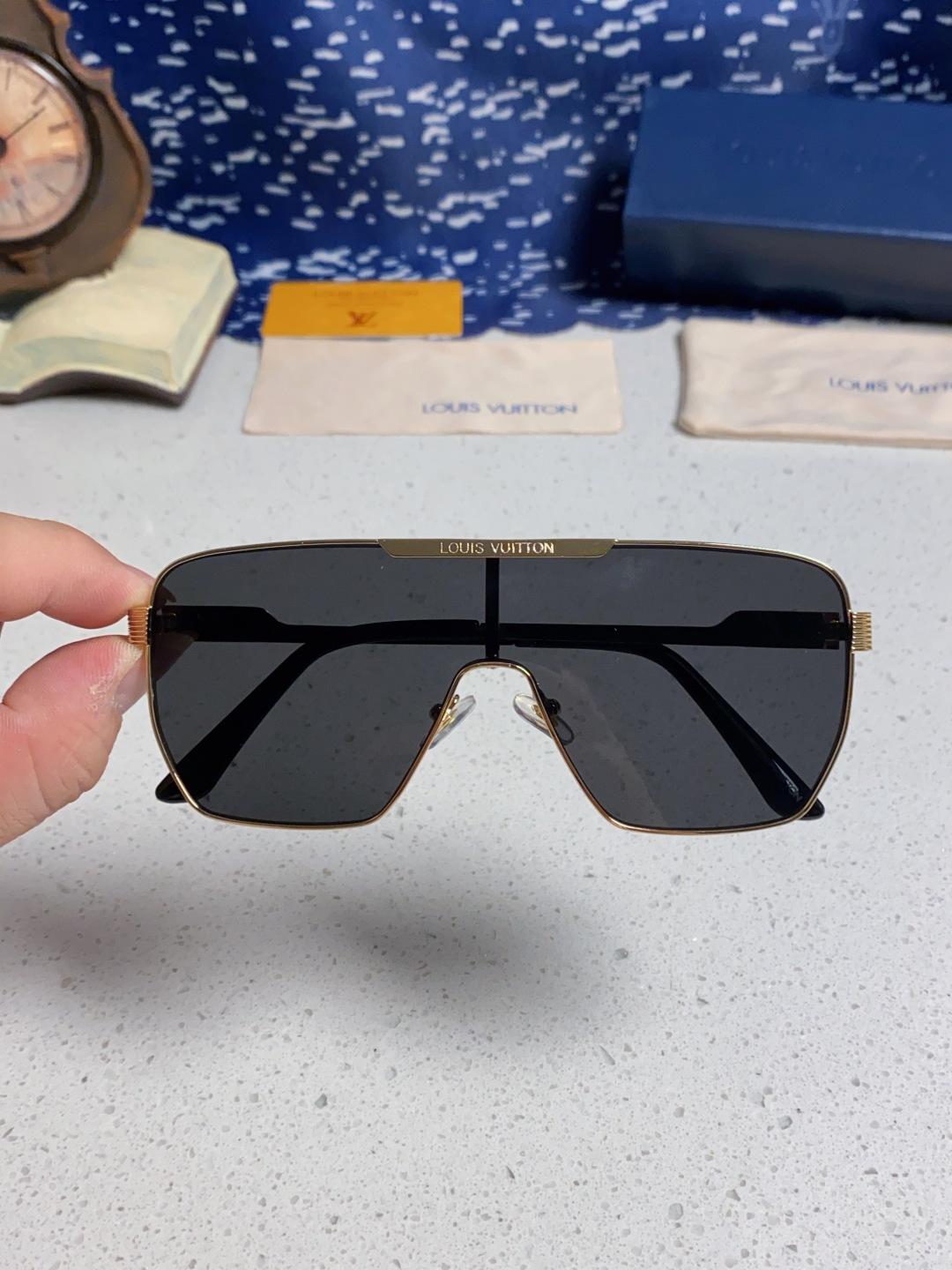 LouisVuitton路易威登 2025新款LV欧美高端男方框连体护目太阳眼欧洲站博主开车防紫外线墨镜