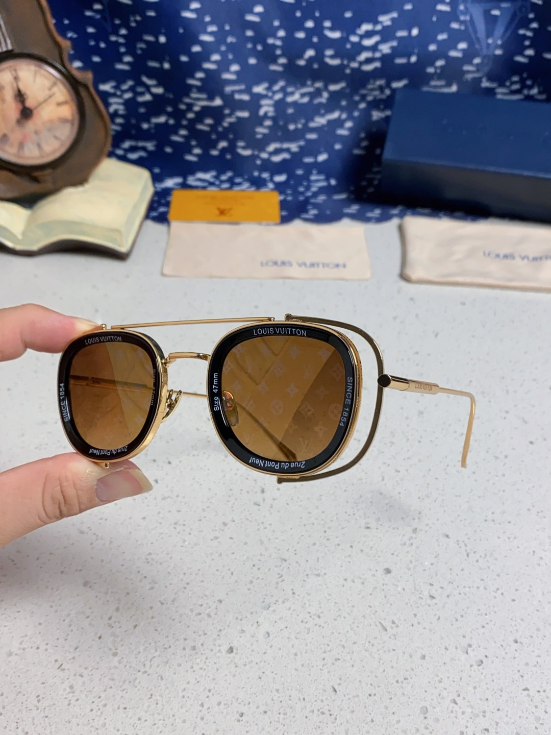 LouisVuitton路易威登 2025新款欧美男女圆框LV个性复古太阳眼欧洲站小红书前卫镂空防晒墨镜